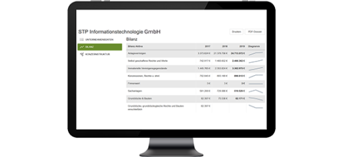 Die Ansicht Bilanzinformationen zeigt Schlüsselinfos im Zeitverlauf